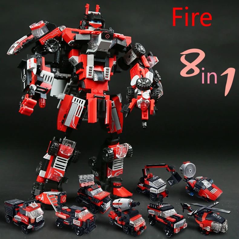 8in1-Series-Engineering-Fire-Police-Robot-Cars-Building-Blocks-Transformative-Compatible-Legoed-Warrior