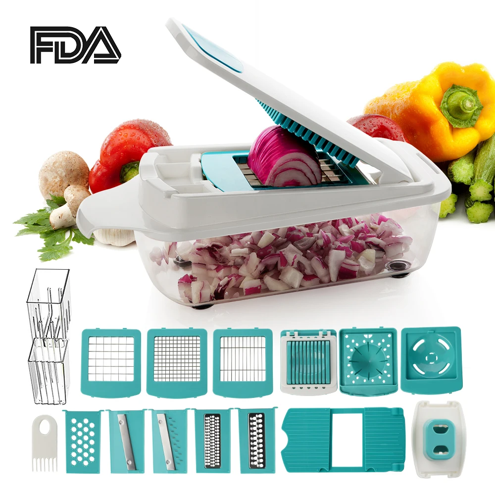 TTLIFE Vegetable Chopper Dicer Slicer Cutter Manual Grater with 11