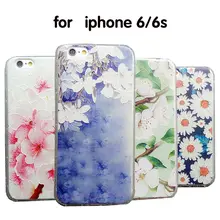 3 d relief TPU soft cover Magnolia flower coloured drawing or pattern For font b iphone