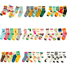 Женские модные брендовые креативные хлопковые носки на осень и зиму, Милые Носки с рисунком животных, 5 пар/лот