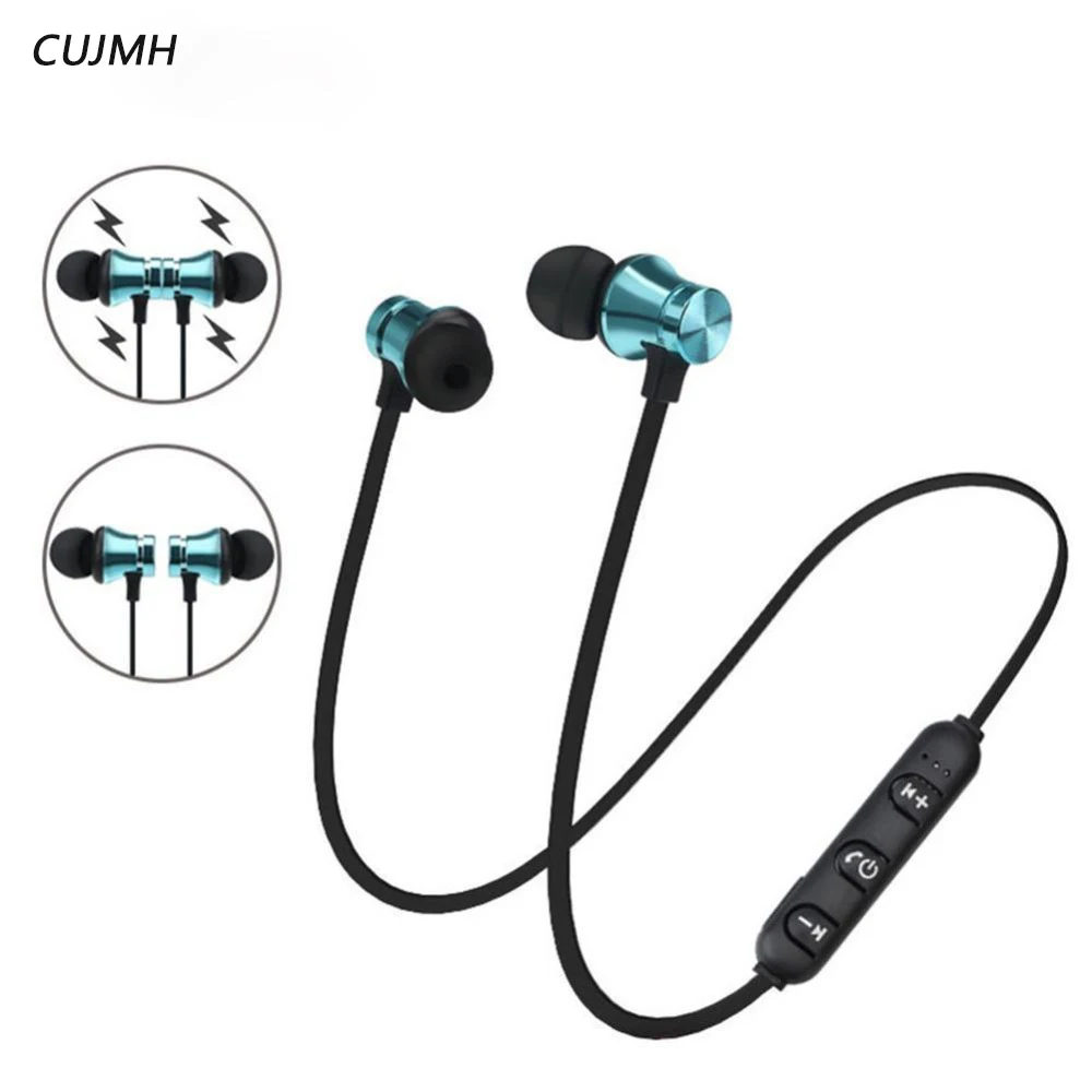 CUJMH electroplating wireless sports Bluetooth earphone in-ear explosive magnetic Bluetooth headphone.