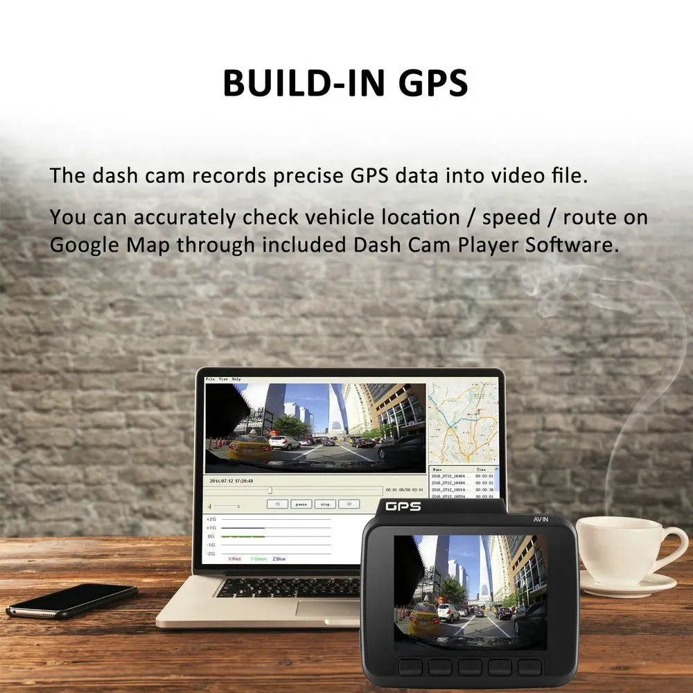  Dual Lens GS63D WiFi FHD 1080P Front Dash Cam Novatek 96660 Camera Built in GPS + VGA Rear Car DVR 