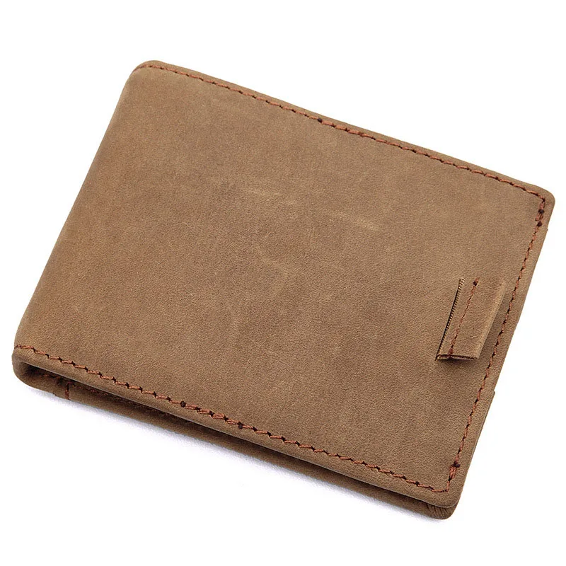 RFID Блокировка двойные тонкие из натуральной кожи тонкие минималистичные кошельки с передним карманом для мужчин зажим для денег из кожи с натуральным лицевым покрытием 577-50 - Цвет: Brown