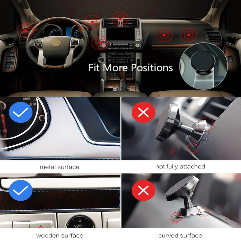 Автомобильный держатель с поворотом на 360 градусов магнитный автомобильный для