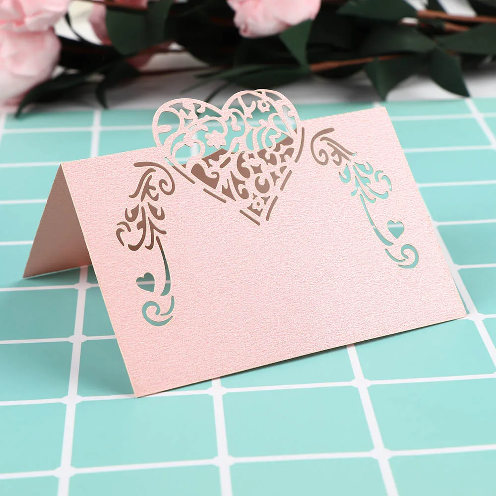  50Pcs Invitation Card Heart Shape Place Laser Cut For Wedding Party Table Decoration Wedding Decor  - 33051644107