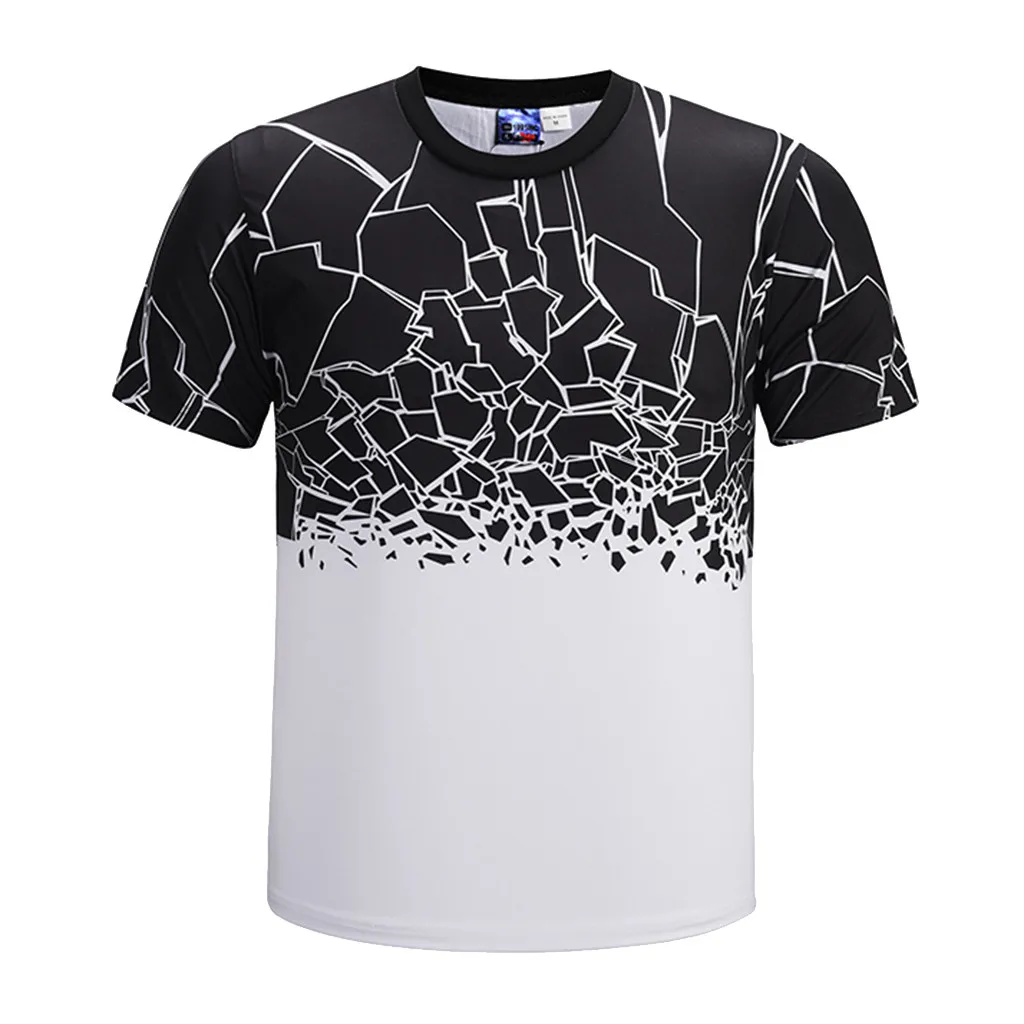 

Funny T Shirts Cracked 3D Print Short Sleeves O-neck Short Sleeve camisetas hombre estampadas Novelty T Shirt Men 3D Clothes