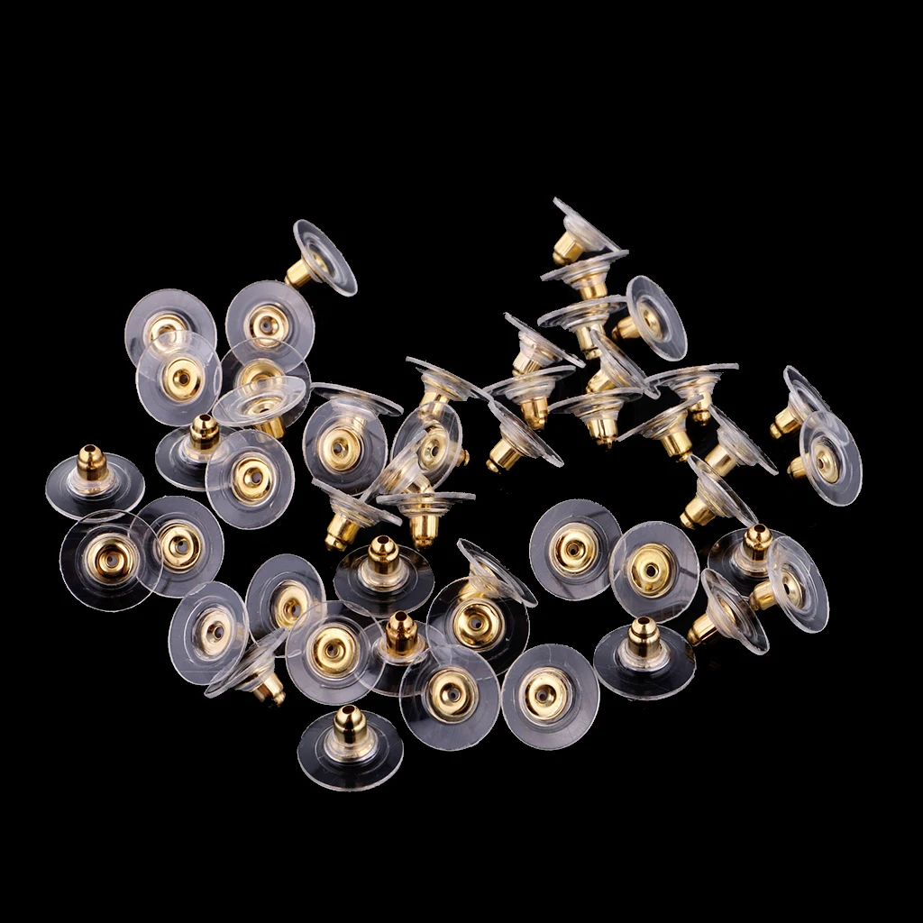50 Pieces HypoAllergenic  Clutch Earring Backs With Silicone Pad Earring Backings Studs Safety Backs Stoppers