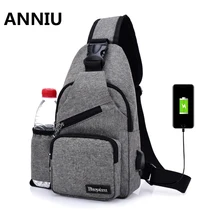 ANNIU Новая модная мужская сумка-мессенджер мужская сумка через плечо портативный рюкзак с отделением для минеральной воды для женщин Внешний USB интерфейс слинг сумка на плечо
