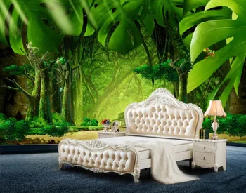 

Custom 3d photo Wallpaper Pastoral scenery Large creative landscape forest jungle banana leaf background murals home decoration