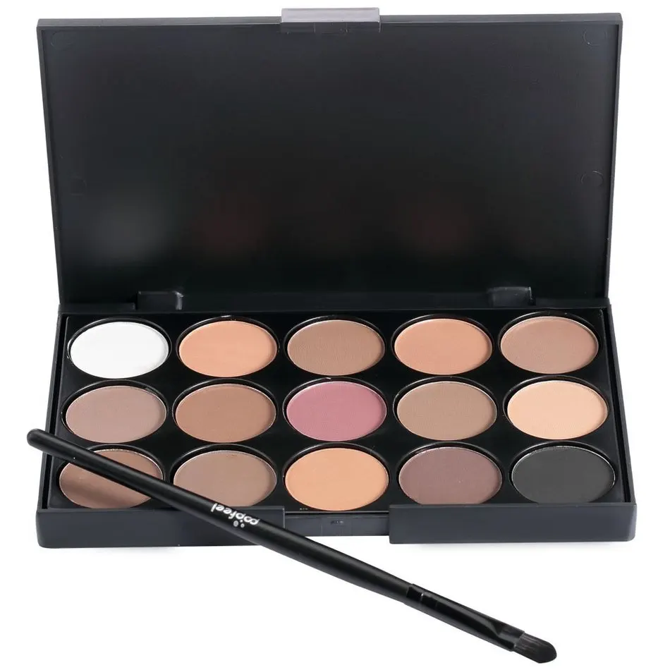 

2016 Hot Sale 15 Multi-color Beauty Girl No Poison Profession Makeup Neutral Eye Shadow Palette With Pony Brush2