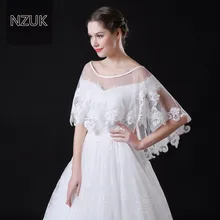 NZUK высокое качество в горошек тюль короткая свадебная накидка с кружевным подолом белые свадебные куртки обертывания на заказ