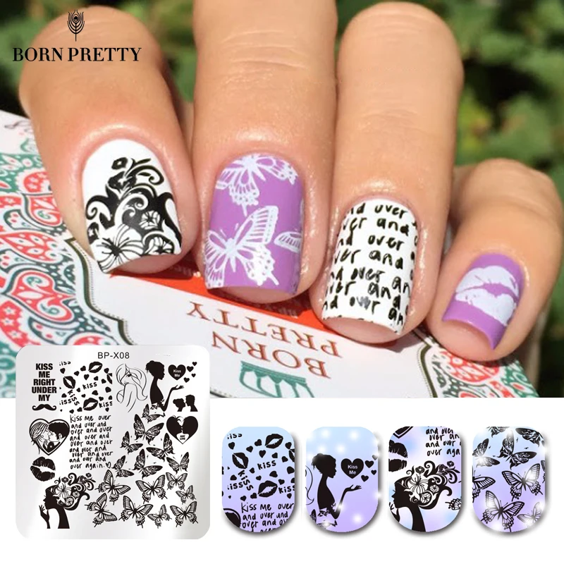 

1PC New Born Pretty Nail Stamping Plates Flower Butterfly Fruit Pattern Nail Art Stamp Plate Image Template Decorations BPX01-08