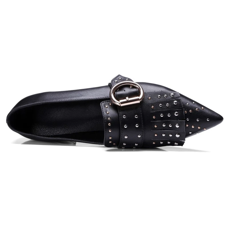 Asileto Rivets Talons Faible En De white Bout Mode Pointu Appartements Chaussures Cuir Femmes Boucle Sexy Nouveau Black Womana055 2018 À Naturel 8nYqrxwa8Z