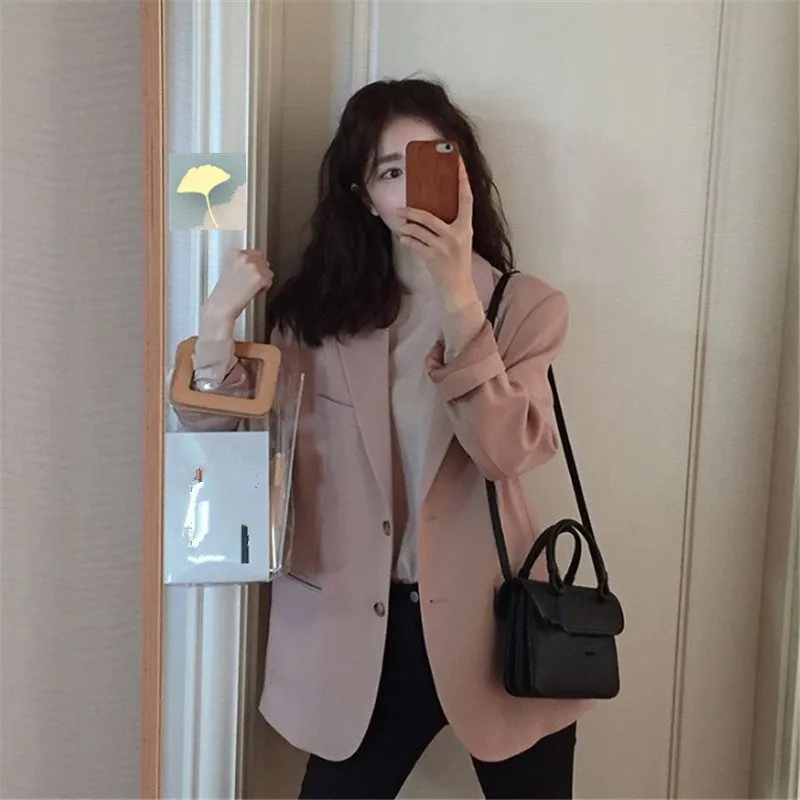 Fashion 2019 New Single Breasted Solid Work Blazer Women Long Sleeve Pocket Suit Blazers And Jackets Casual Office Outwear