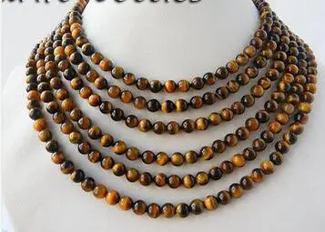 

Free Shipping >> 100'' Round 6.5MM Tiger's eyes Necklace