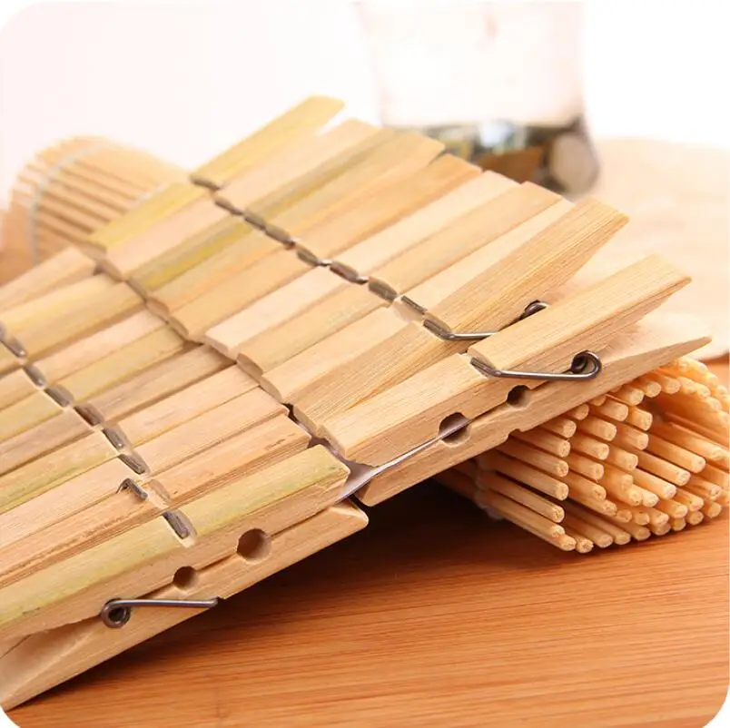 Mini Bamboo Clothespin Laundry Hangers Craft Clips Wooden Clothes Photo Paper Peg Storage Supplies LX4488 | Дом и сад