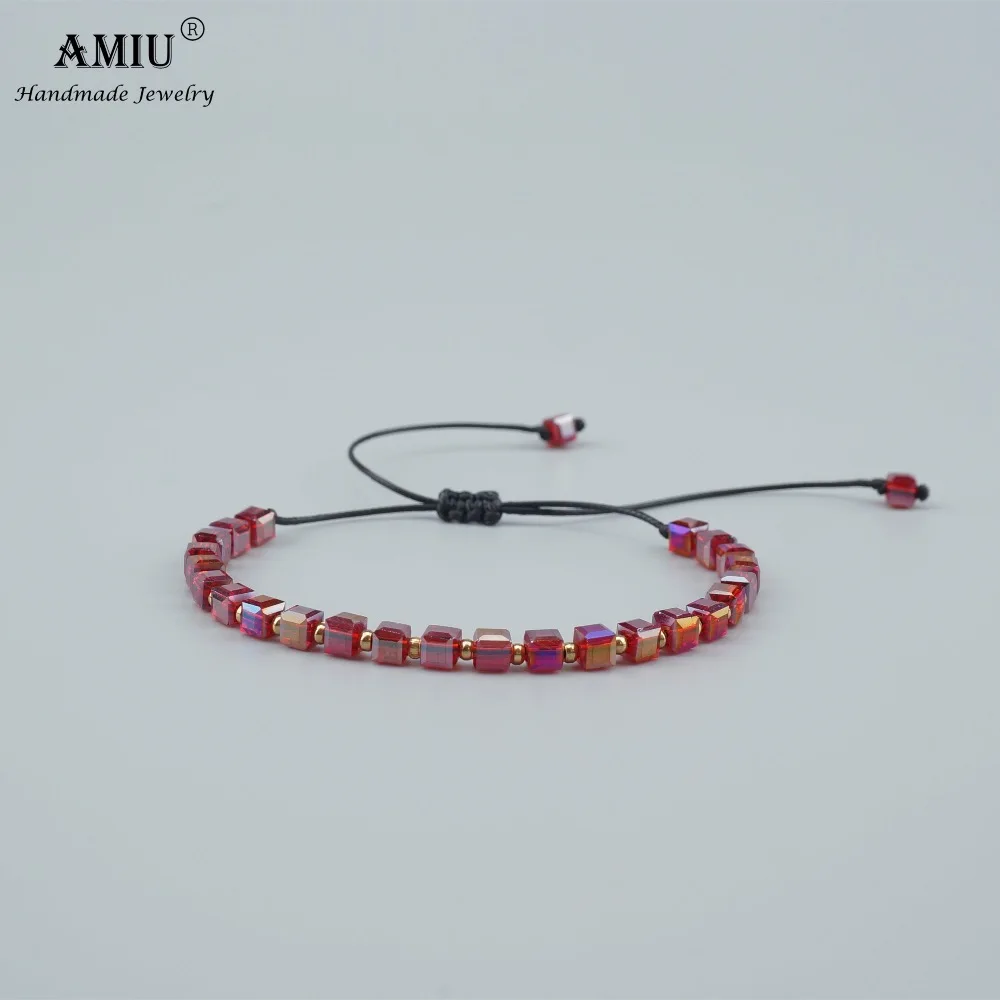 AMIU Jewelry 9colors Colorful Cube Crystal Handmade Bracelets Popular Woven Trendy Brazilian Bracelets For Women Men Bracelet