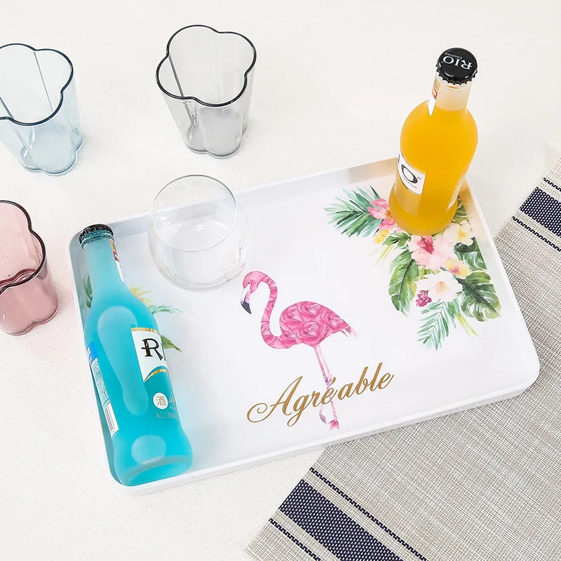 

Nordic Rectangle Flamingo Storage Tray Fruit Dessert Drink Storage Tray Home Decoration Plate Creative Phnom Penh Jewelry Dish