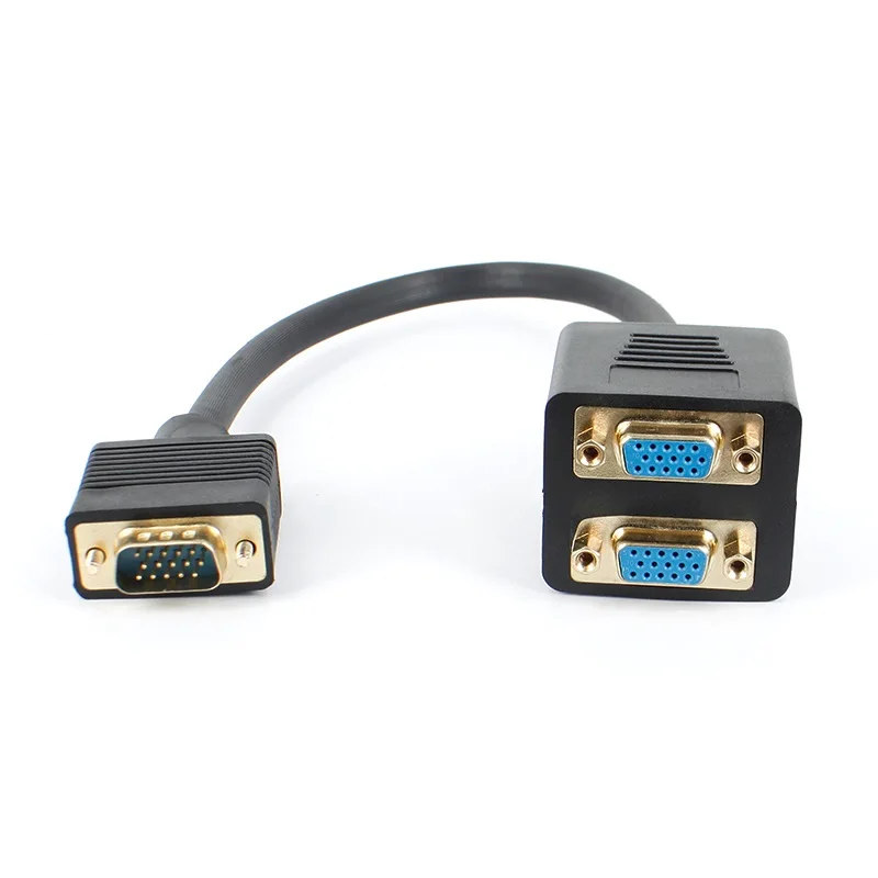 HD15 VGA 15 pin Male to 2 x Female VGA Adapter Cablein Computer Cables & Connectors from
