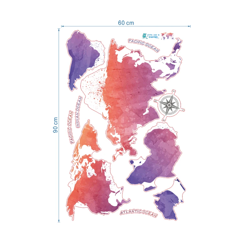 Карта мира, декоративные наклейки на стену для гостиной, спальни, украшения для офиса, школы, ПВХ