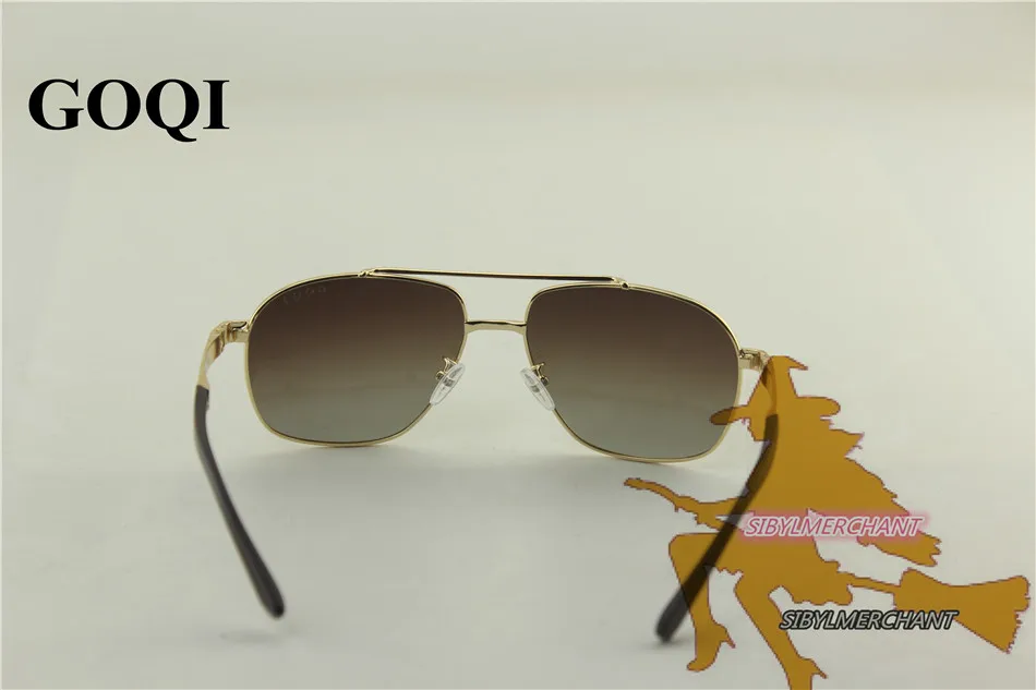 Goqi Человек Винтаж металлический каркас прямоугольник поляризованные солнцезащитные очки, 60 мм Поляризованные Вождения мужские UV400 Солнцезащитные очки