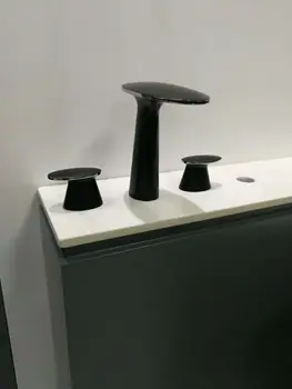 Buy Free Ship Black 8 Inch Widespread Bathroom Waterfall Lavatory Sink Faucet Oval Handles Tap