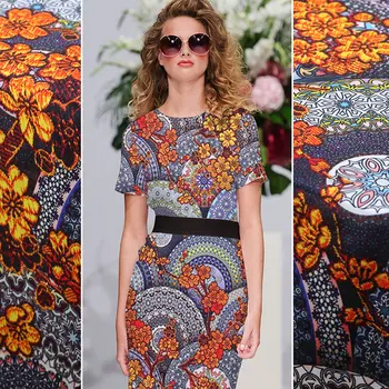 

Datura Digital Printing Elastic Silk Satin Dress Fabric 19m/m 108cm