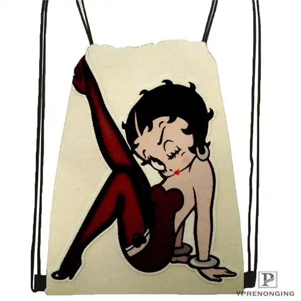 На заказ betty-boop-вариант походная сумка на шнурке милый рюкзак для детей(черная спинка) 31x40 см#20180611-02-79 - Цвет: Drawstring Backpack