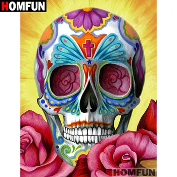 

HOMFUN Full Square/Round Drill 5D DIY Diamond Painting "Colorful skull" Embroidery Cross Stitch 5D Home Decor Gift A07234