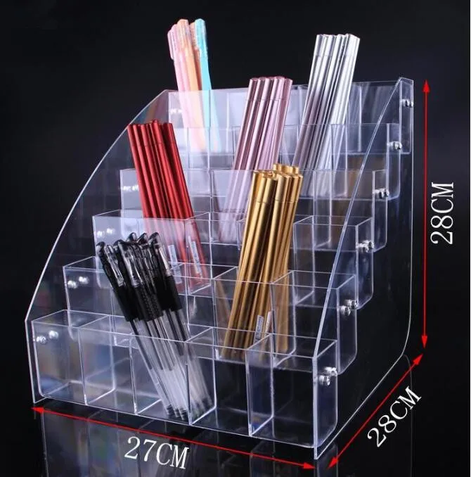 Clear acrylic Cosmetic Brush Eyeshadow Pencil Pen Lipstick Display Stand Rack Support Organizer Hol
