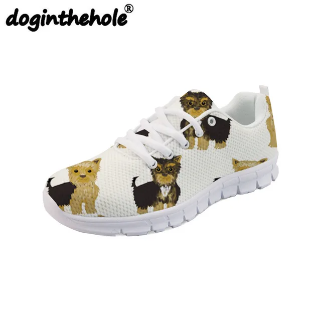 doginthehole Yorkie Dog Printing Animal Women Walking Shoes Sneakers