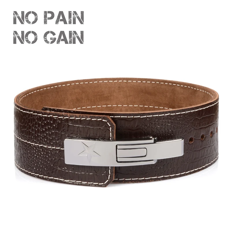 

NO PAIN NO GAIN Weightlifting Belt Fitness Weight lifting Back Support Power Training Blet Equipment Cowhide Leather GGKYD