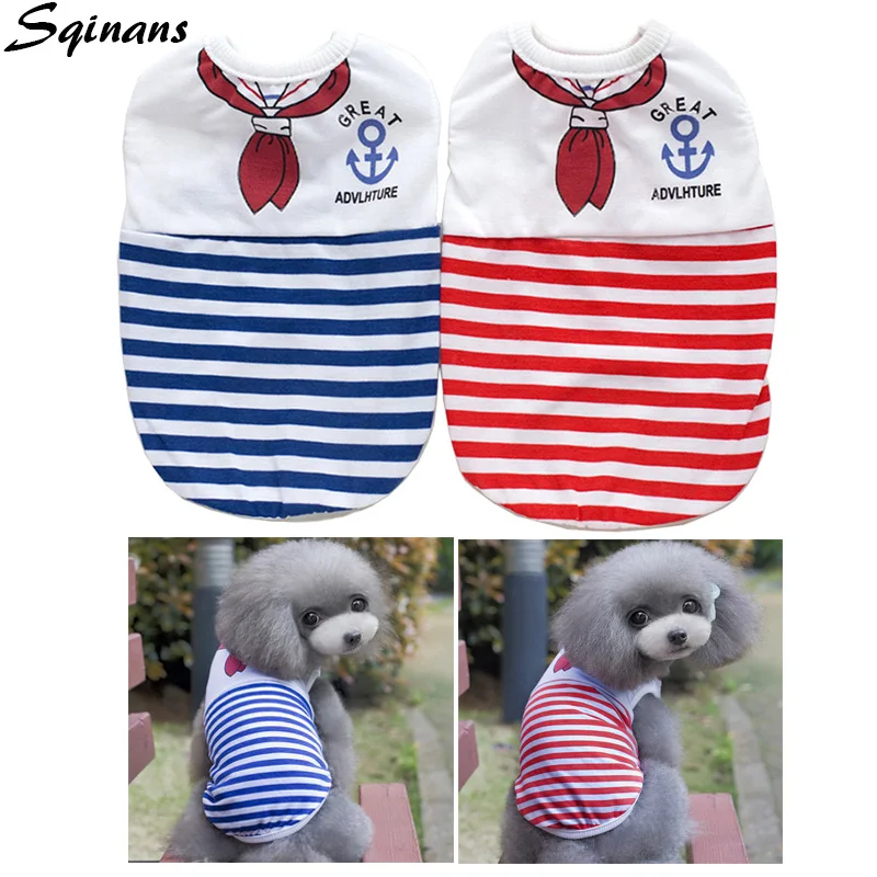 Sqinans XS-XL Sailor жилетка в полоску для собак Футболка со щенком летняя одежда для собак Мягкий хлопок жилет для животных для маленьких