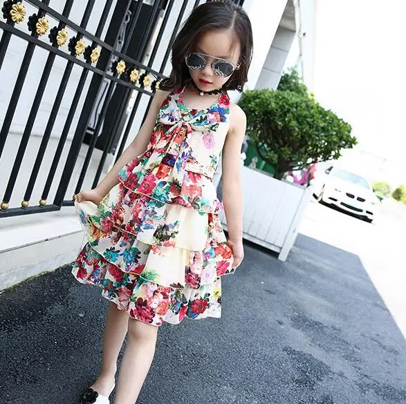 Kids Layered Dresses For Girls Sundress Sleeveless Chiffon Girls ...