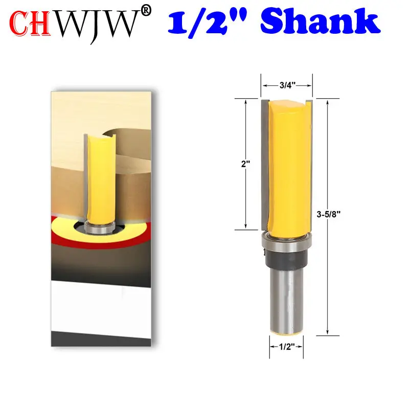 

1pc Pattern Template Router Flush Trim 3/4"W X 2"H bit, with 1/2" Shank Tenon Cutter for Woodworking Tools