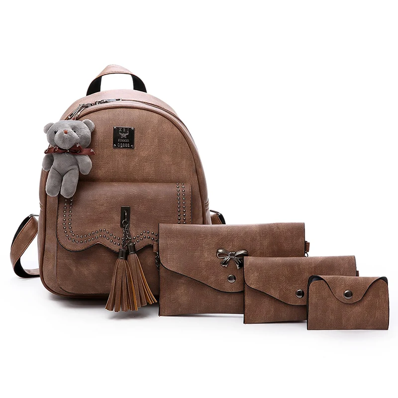 Joypessie New Design Tassel Women Backpack PU Leather Backpack for Girls Female School Shoulder Bag Vintage