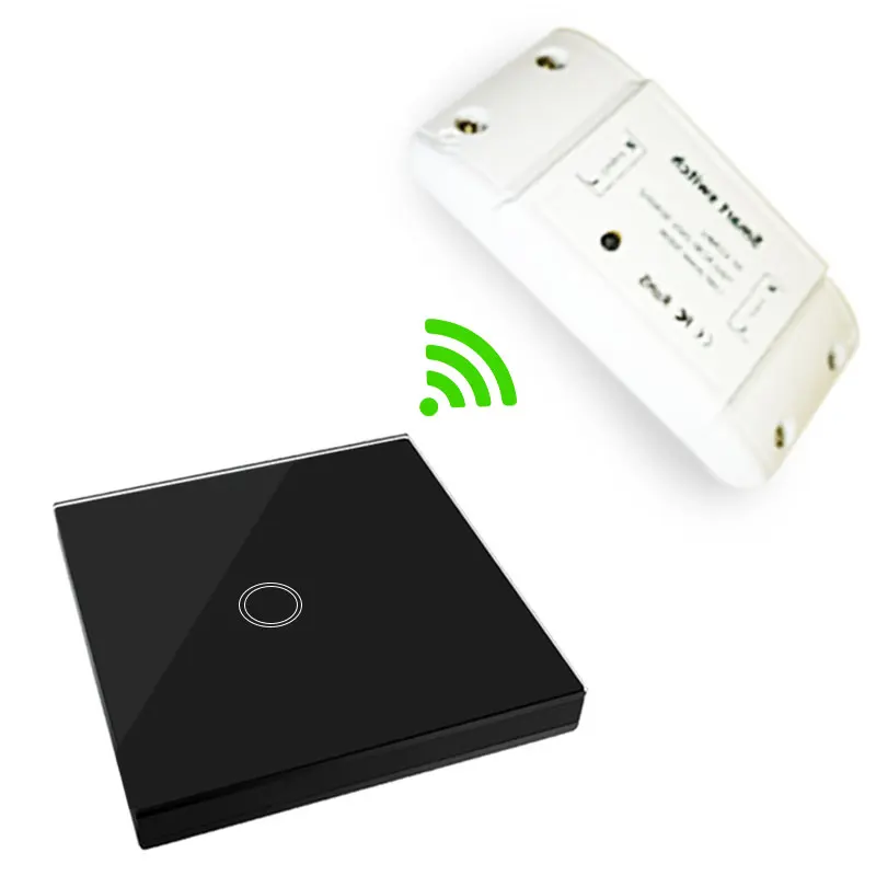 Igreli беспроводной сенсорный смарт-переключатель, общая домашняя модификация Diy части с 433 МГц пульт дистанционного управления приемником для дома светильник - Цвет: D-Black-1gang