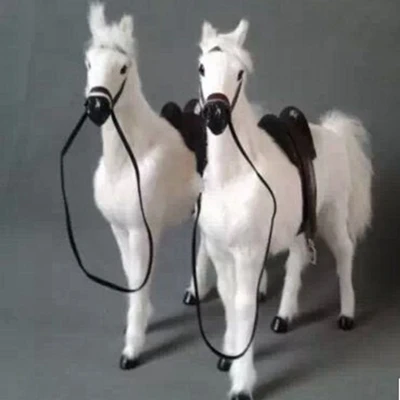Игрушечная игрушка-игрушечная лошадь ручной работы, Реалистичная Меховая игрушка для дома, украшения для отелей, 36x34 см DY80035 - Цвет: White