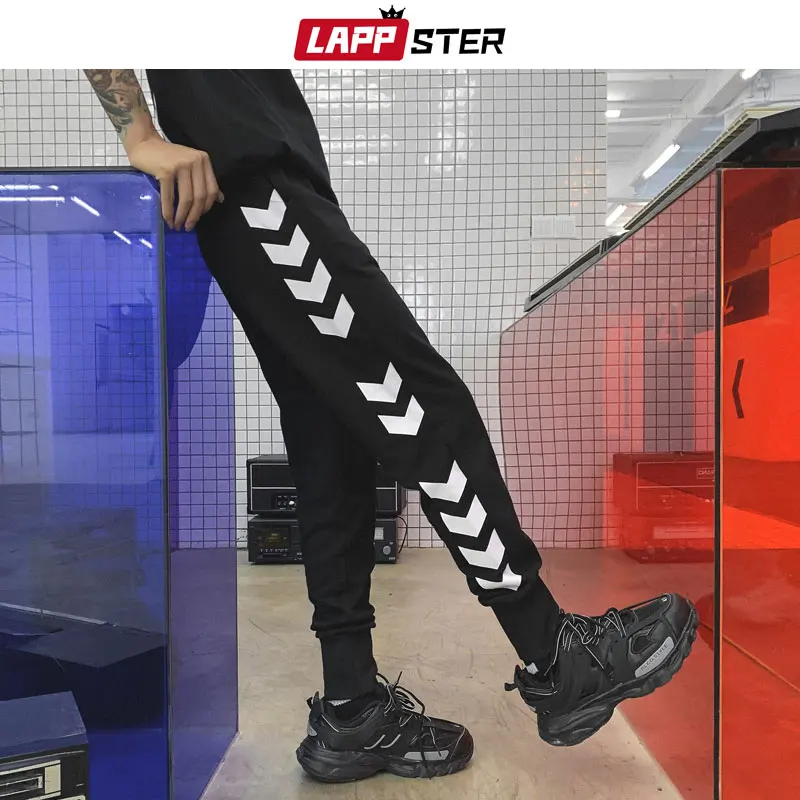 

LAPPSTER Streetwear Hip Hop Black Joggers Pants 2019 Mens Harajuku Track Pants Men Casual SweatPants Side Striped Trousers