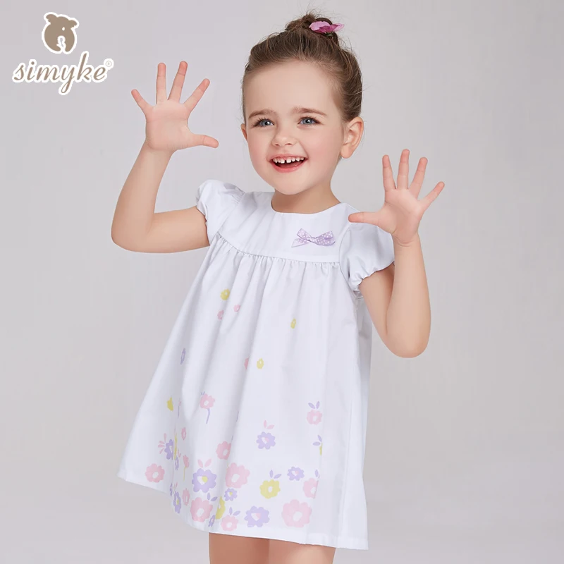

Girls Short Sleeve Dresses  Fashion Clothes for girl Summer white Dress 2017 New Toddler Clothing Kids Children comfortable wear