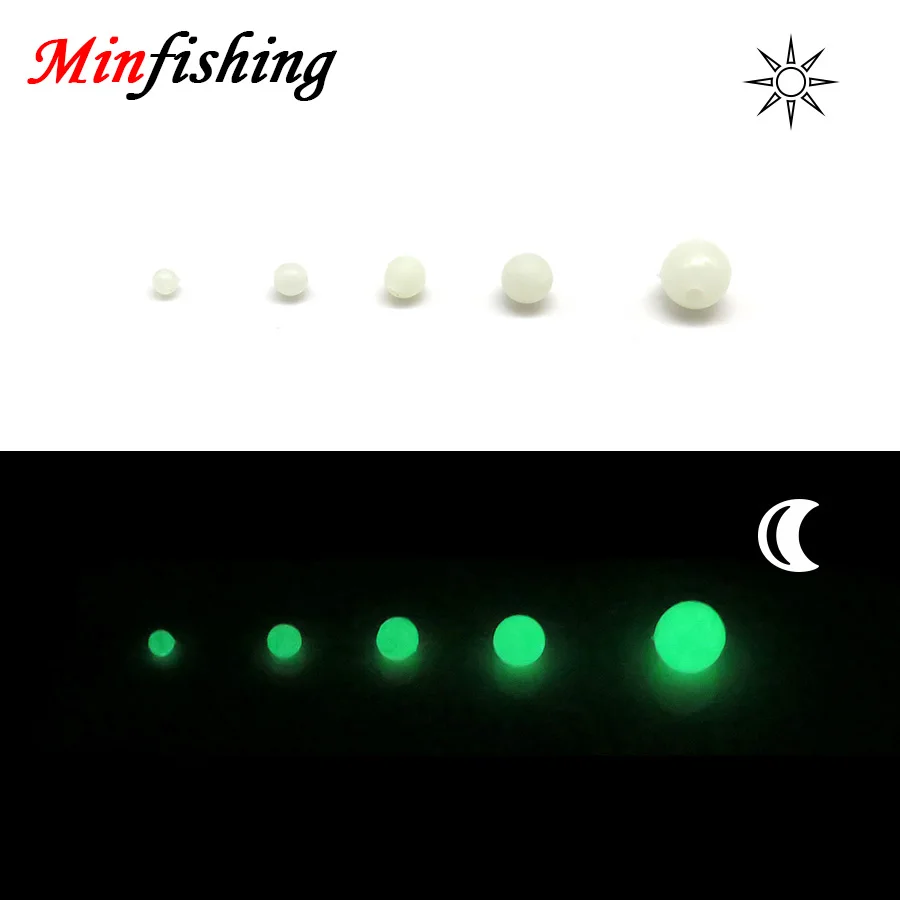 

Minfishing 200 pcs/lot White Hard Round Fishing Stopper Luminous Plastic Space Bean Light Balls Sea Fishing Tool