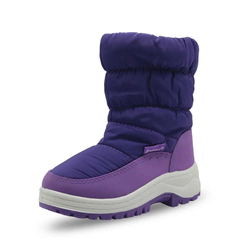 

ULKNN Winter new girls shoes children anti-skid mixed wool lining thick warm snow boots cotton Kids Boats