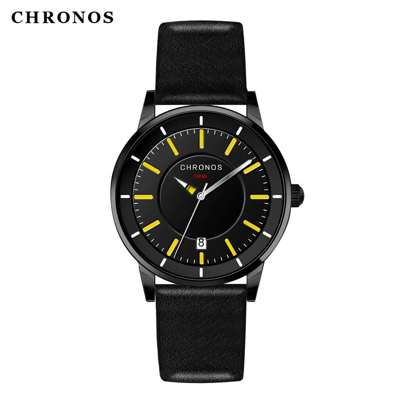 CHRONOS New Fashion Sport Watches Waterproof Men's Watch Men Watch Auto Date Clock Leather Strap relogio masculino reloj hombre CHRONOS New Fashion Sport Watches Waterproof Men's Watch Men Watch Auto Date Clock Leather Strap relogio masculino reloj hombre