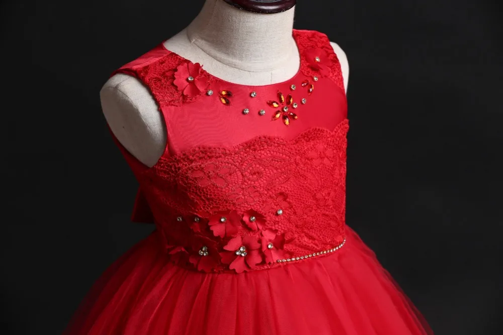 Кружевное платье принцессы с цветочным узором для девочек на свадьбу; костюм для подростков; детское платье для девочек на день рождения, выпускной вечер; вечернее платье; BH-3002