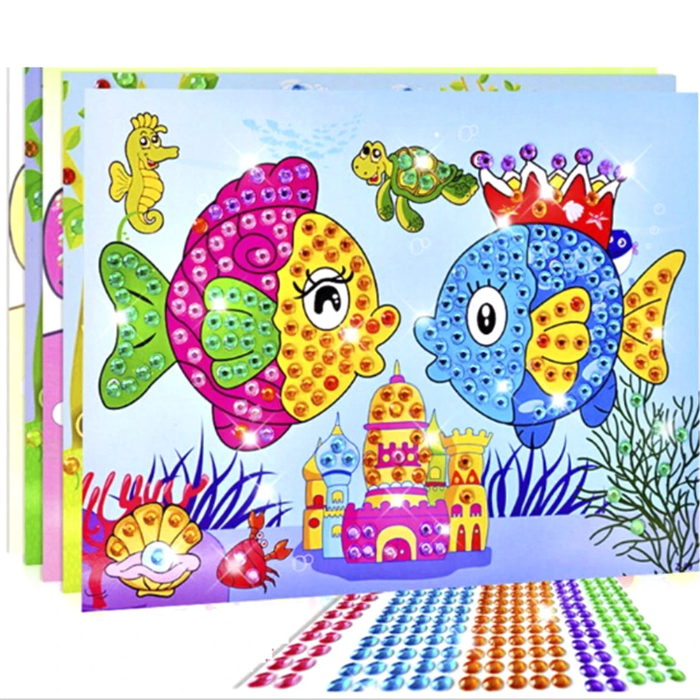 

Painting Graffiti Education Gift for Children Birthday Cartoon 2 in 1 Diamond Coloring Drawing Sticker Handmade DIY Toy Sets
