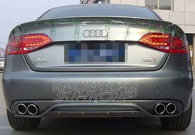 Rear Lip Diffuser Exhaust Tips Muffler End For Audi A4 B8 Non-Sline Bumper 08-12