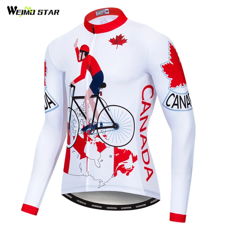 Weimostar Canada Team Autumn Cycling Jersey Long Sleeve Men Racing