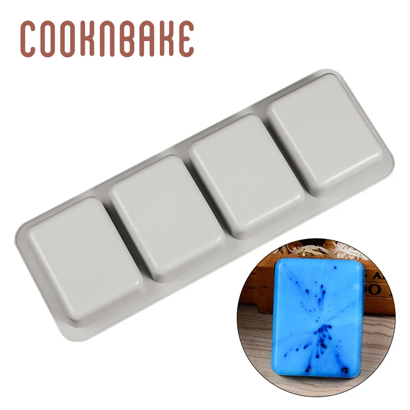 

COOKNBAKE square Silicone mold for cake pastry baking diy Soap Jelly Pudding mould Biscuit bread bakeware tool Ice form 4 hole