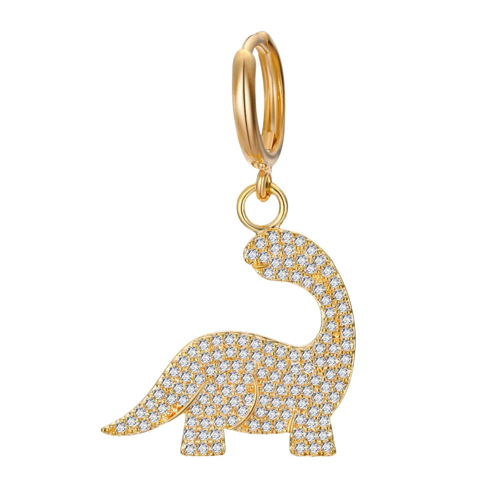 

1pc Chic Hoops Earings Zirconia Dinosaur Pendientes Cute Small Hoop Earring For Women Gold Color Circle Earrings Brinco Jewelry