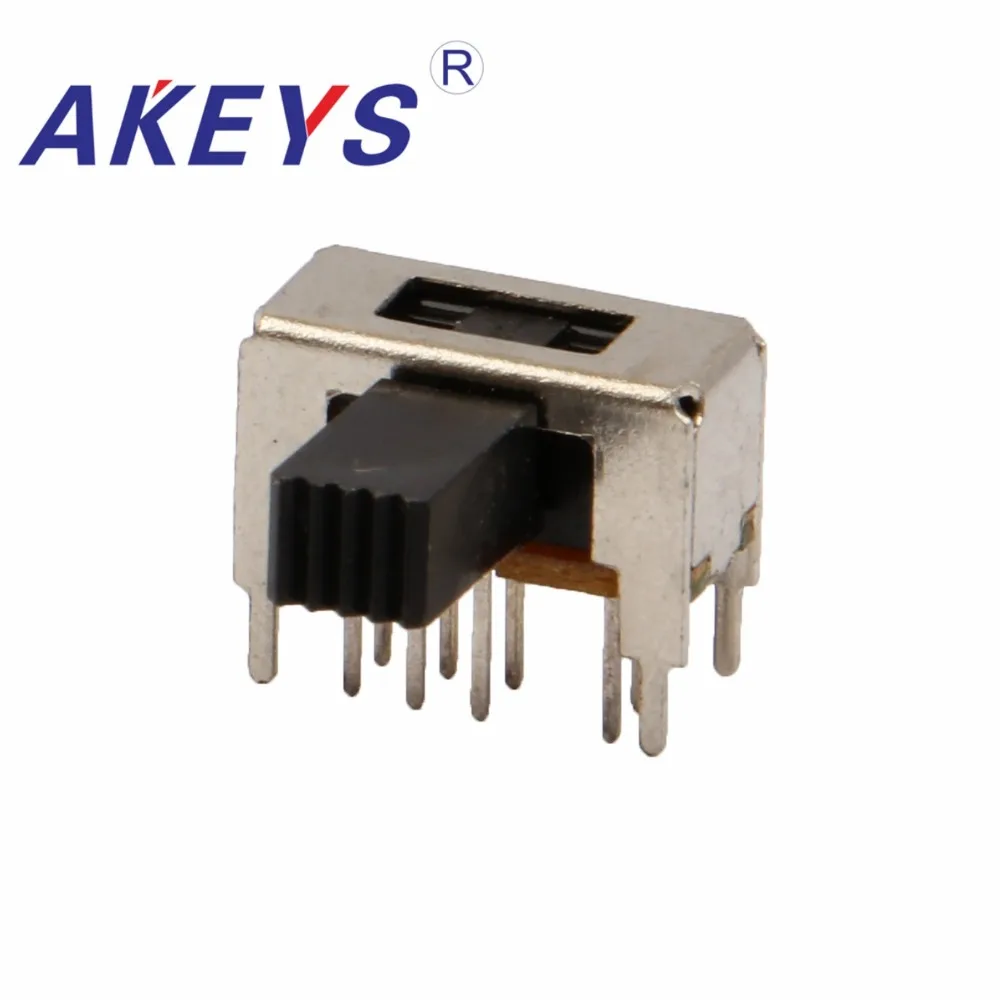

20PCS SK-23D09 2P3T Double pole three throw slide switch side insert 8 pin with 4 fixed pin step slide switch